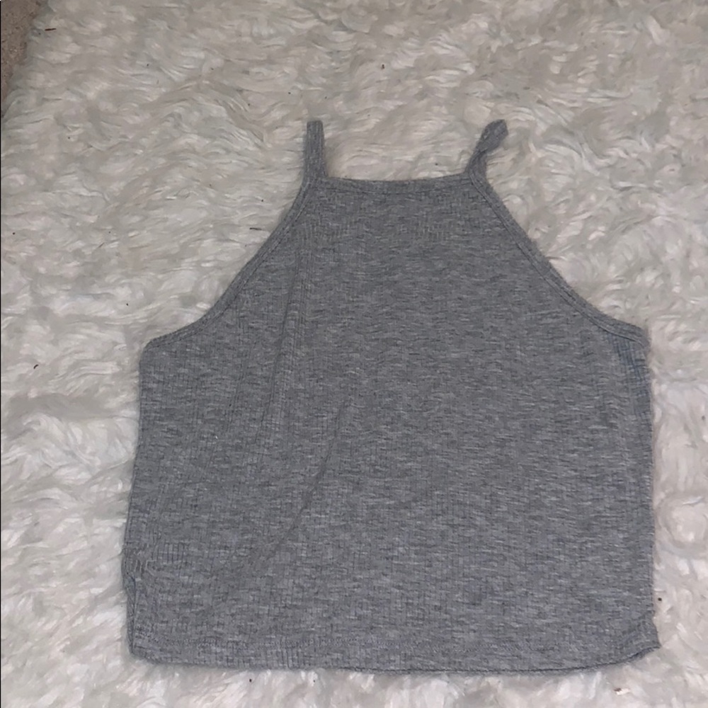 Forever 21 Cropped Gray High Neck Tank Top